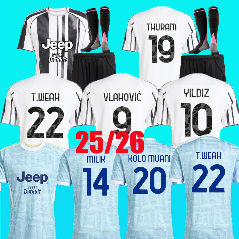 2025 2026 VLAHOVIC YILDIZ Soccer Jerseys KOLO MUANI T.WEAH third 25 26 N.GONZALEZ MILIK McKENNIE home away Football Shirts fans player