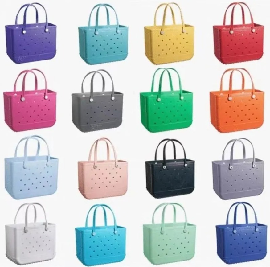 Shopping Bags Waterproof Bogs Beach Bag XL Solid Punched Organizer Basket Summer Outdoor Water Park Handbags Large Women's Totes 0620