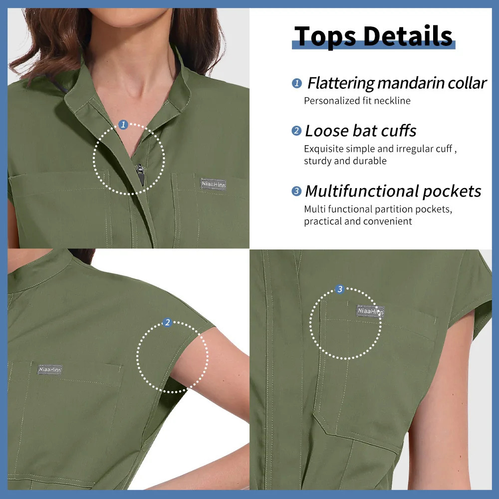 Niaahinn Hospital Nurse Doctor Gowns High Quality Scrub Jumpsuit Multicolour Nursing Scrubs Beauty SPA Uniforms 250619