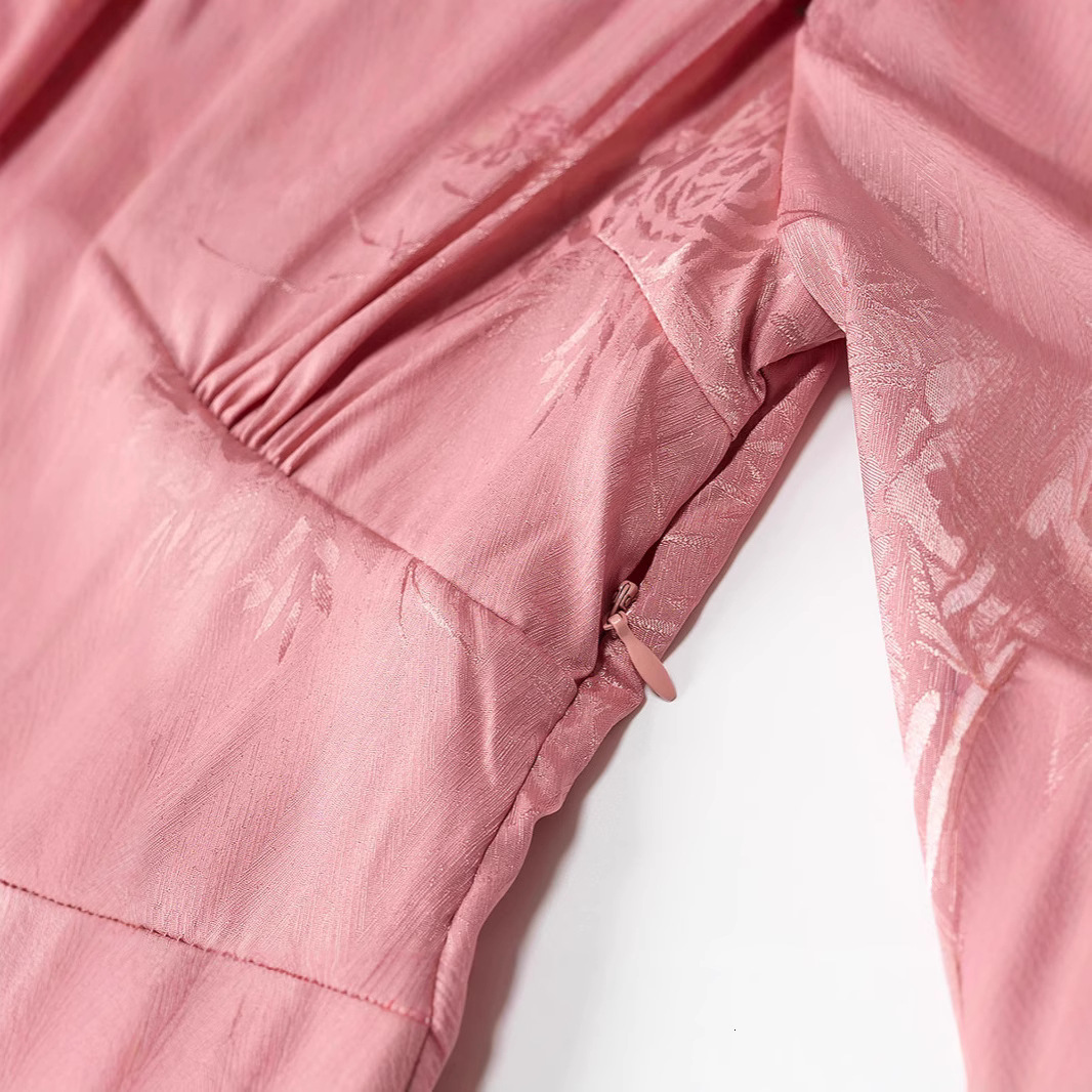 New Chinese Style Improved Jacquard Long Sleeve Dress French Single-Breasted Waist-Cinching National Style Long Dress250620