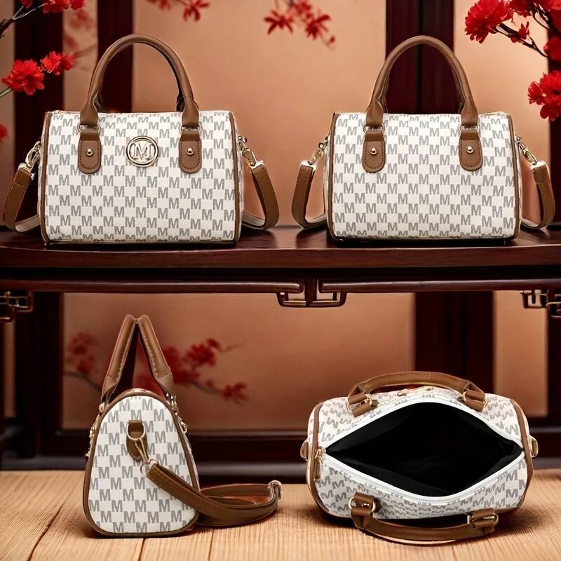DHGM DHGM Women's Small Shoulder Crossbody Bag with Golden "M" Design, Synthetic Faux Leather Purse for Work, Travel, Parties & Gifts