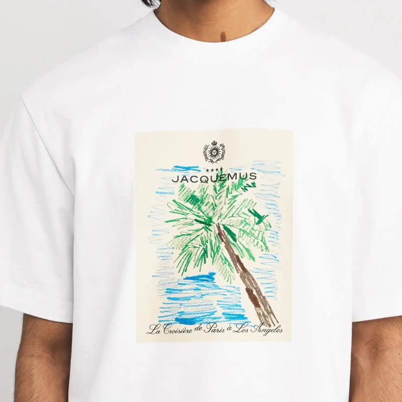 Trend Brand Printed Short Sleeves Summer Fashion Popular Pure Cotton White Top Loose Casual Streetwear Oversized Unisex