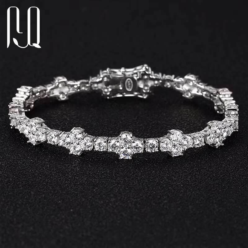 PYQ 925 Sterling Silver Diamond Tennis Bracelet 3mm Hip Hop Style VVS Moissanite Cross Bracelet Wholesale Price