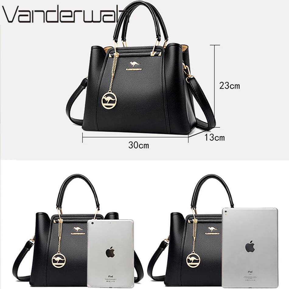 DHSM 2024 Women Designer 3 Layers Shoulder Crossbody Sac Ladies Large Capacity Leather Handbags Shopper Brand Messenger Totes