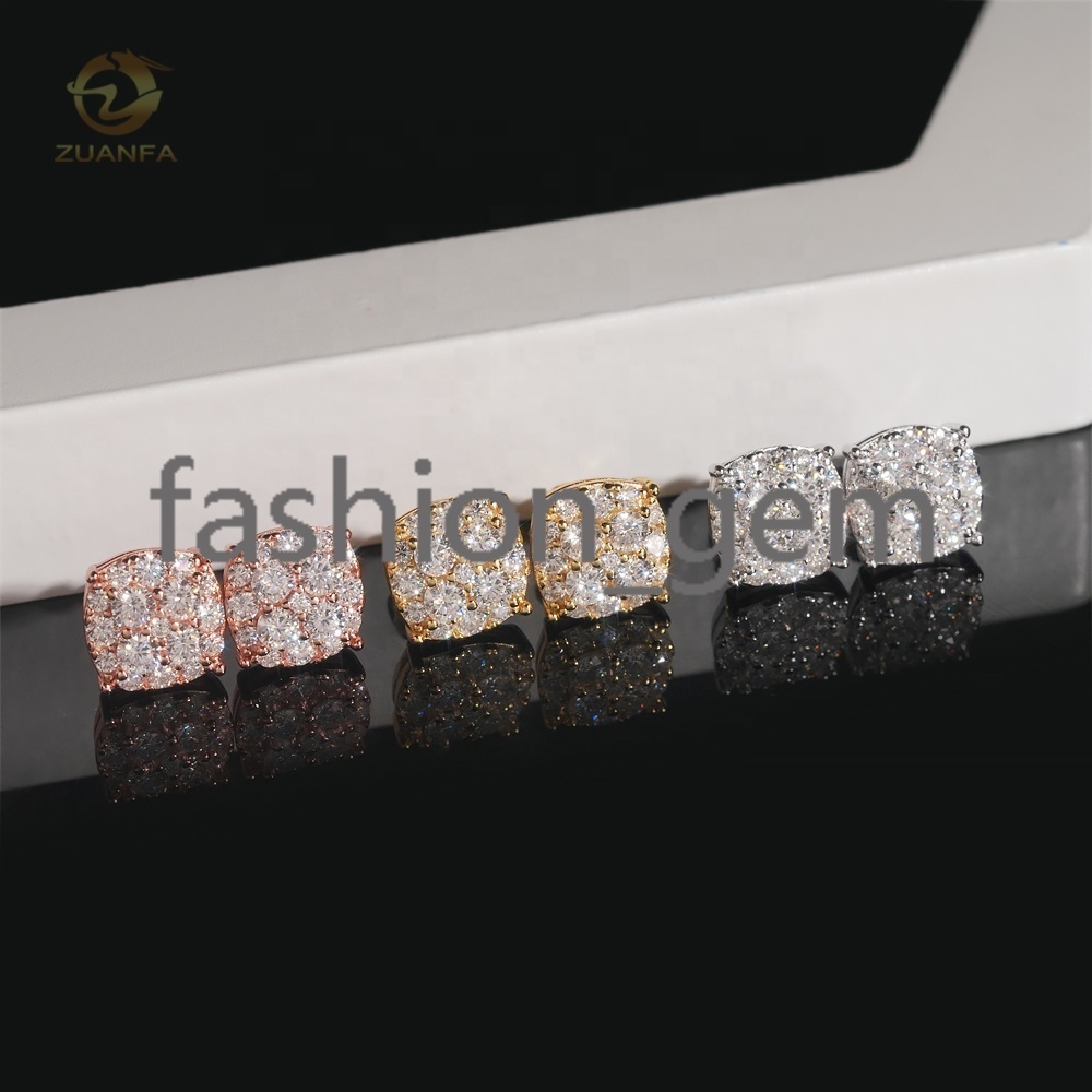 Fine Jewelry Top Quality VVS Diamond 925 Sterling Silver Rose Gold Moissanite Earrings for Men