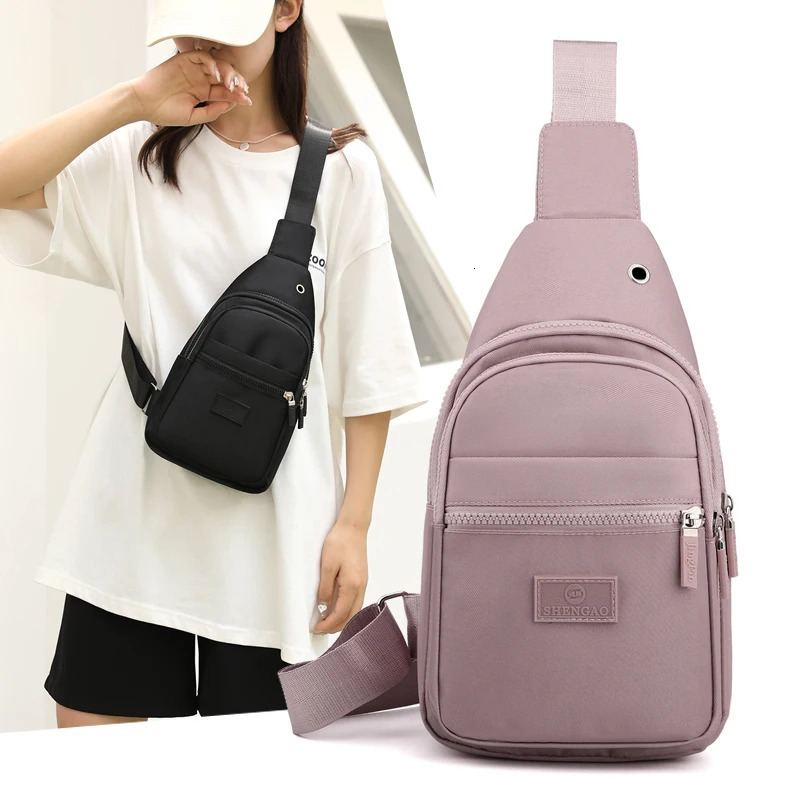 Womens Chest Bag Pure Color Nylon Good Quality Shoulder Casual Crossbody Fashion Female Bag 250614