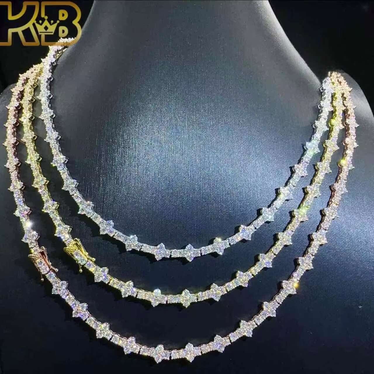 Hip Hop Style Diamond Vvs Moissanite Chain 925 Trends Fashion Iced Out Sterling Silver Tennis Necklace