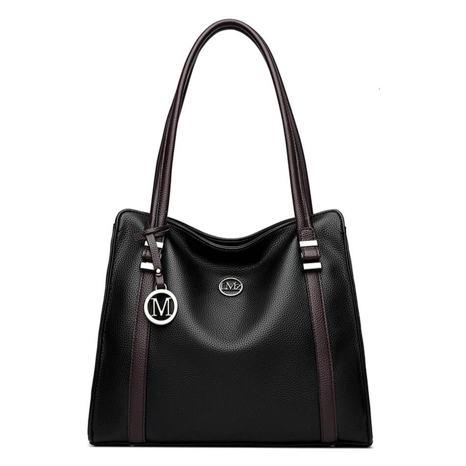 DHSM Soft Leather Handbags Women Designer Shoulder Ladies Large Capacity Top-Handle Bags Shopping Tote Bag Sac A Main