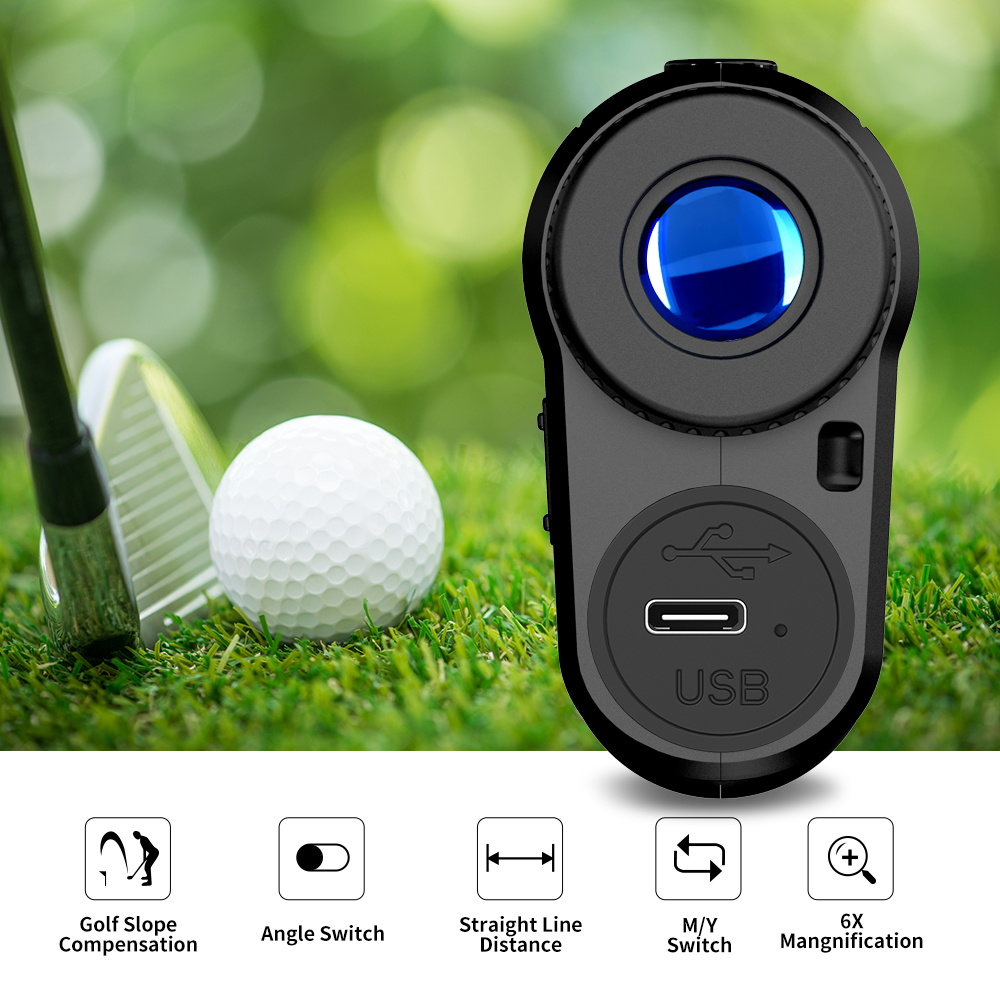 REVASRI Golf Rangefinder Rechargeable Distance Meter with Slope Switch and Flag Lock Vibration for Golfing or Hunting Promotion