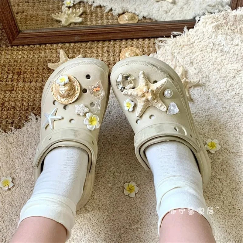 Summer Island Egg Blossoms Set Funny Footwear Decoration DIY Beautiful Charms Colorful Adornment for Clogs Sandals 250617