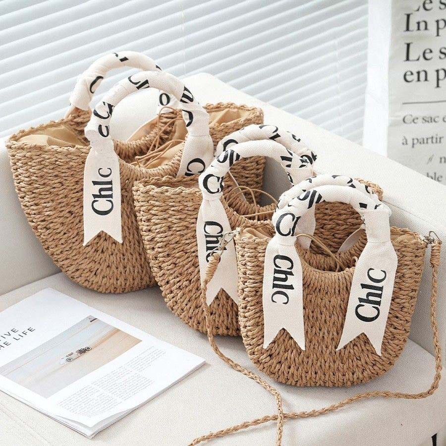 Beach Bag Straw Woven Tote Bag Rattan Designer Bag Handbag Lady Large Capacity Shopping Bag Retro Basket Versatile Commuting Vacation Handmade Wear-resistant Bag66