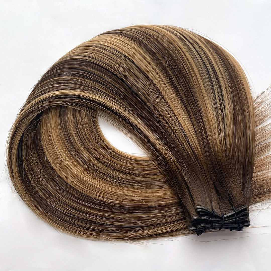 Highest Quality Genius Weft Hair Extensions Balayage color 100% Russian Human Hair Invisible Mini Weft Hair 100g - view 5