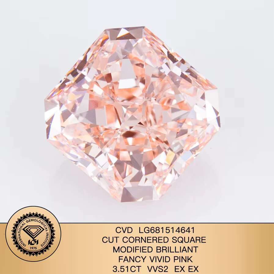 Fancy Color IGI Certified Pink CVD Lab Diamond Pear Oval Radiant Princess Cut Fancy Shape Lab Grown Diamond HPHT Loose Diamond