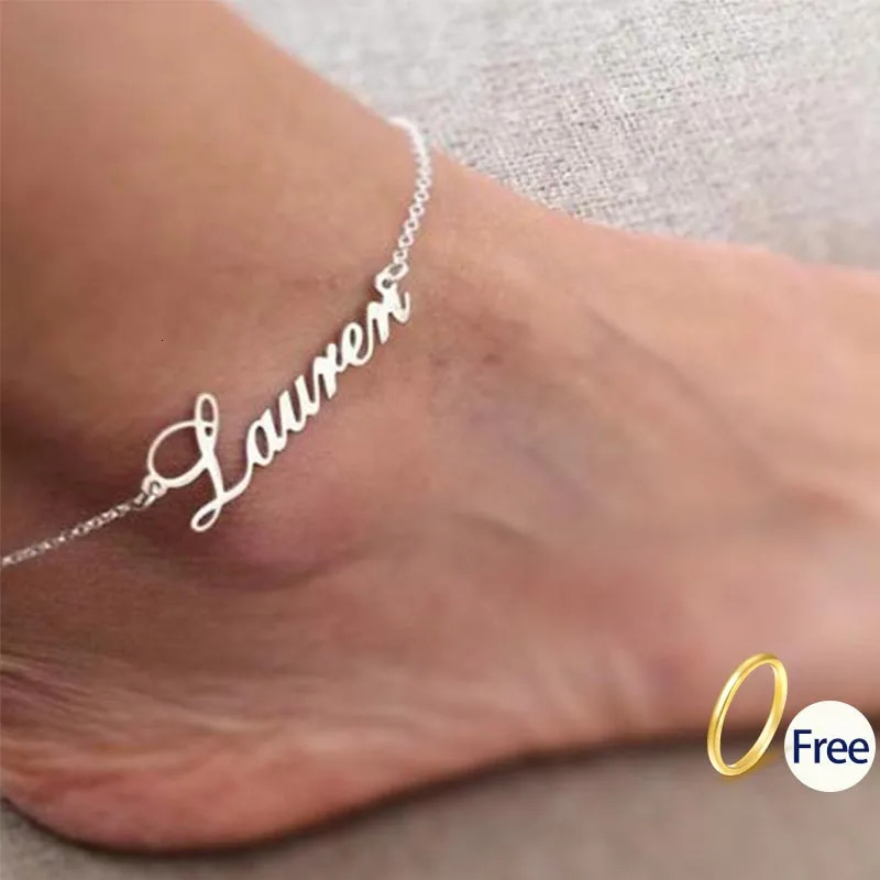 stainless steel anklet Personalized name ankle bracelet custom prenom bransoletka 250606
