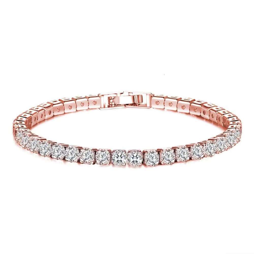 14K Gold Plated 4MM Iced Out Diamond 3A CZ Chain Men Women Jewelry Cubic Zircon Classic Tennis Bracelet