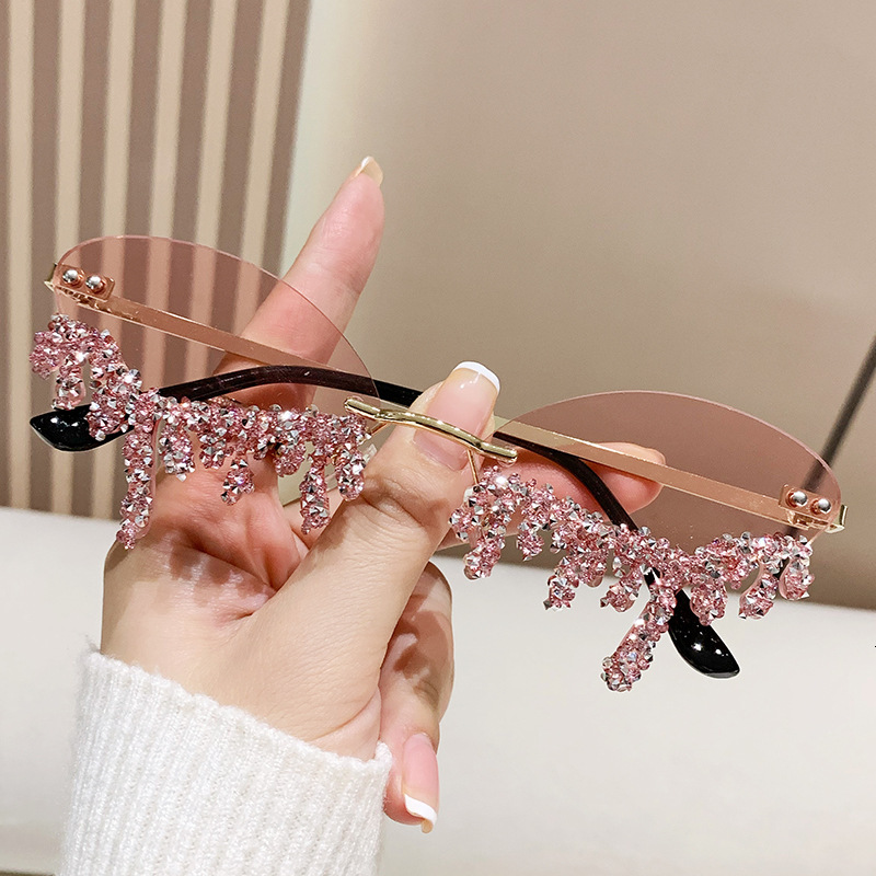 Designer sunglasses New Angel Tears Handmade Diamond Sunglasses Funny Photography Creativity Frameless Edge Cut Sunglasses
