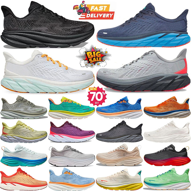 Designer Running shoes Bondi 8 Clifton 9 Women Mens Classic Triple Black White Summer Song Pink orange Jogging Walking Outdoor Sports Sneakers 36-45
