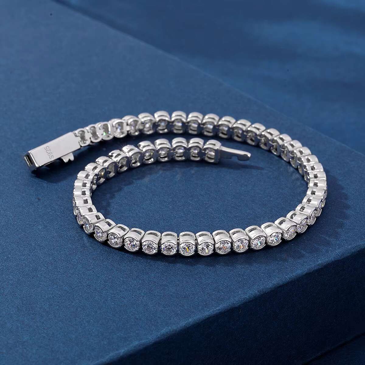 Premium Genuine Moissanite Stones Set in a Durable 925 Silver Band Classic Tennis Chain Necklace