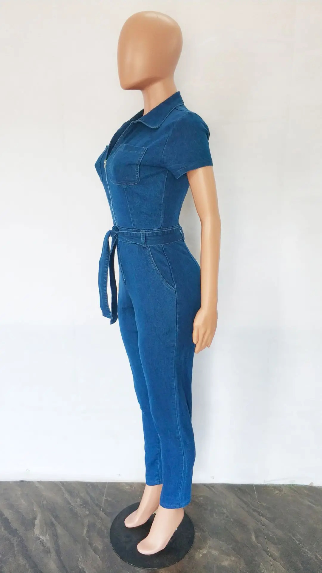 High Street Demin Jumpsuit Sexy Women Turn Down Collar Elegant Jeans Casual Party Overalls Romper 250619
