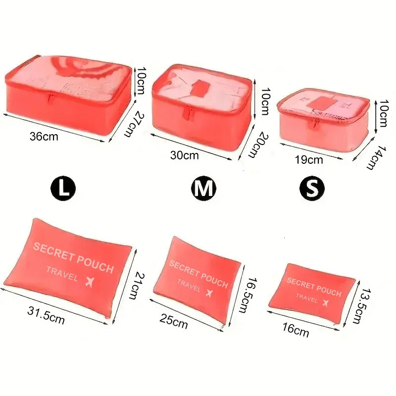 6 PcsSet PinkBlueGrey Travel Storage Bag Large Capacity Waterproof Luggage Clothing Underwear With Zipper 250612