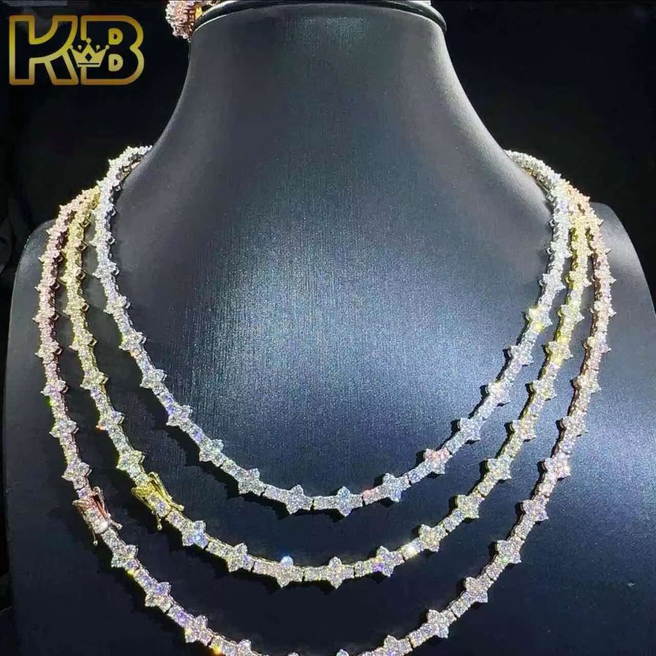 Hip Hop Style Diamond Vvs Moissanite Chain 925 Trends Fashion Iced Out Sterling Silver Tennis Necklace