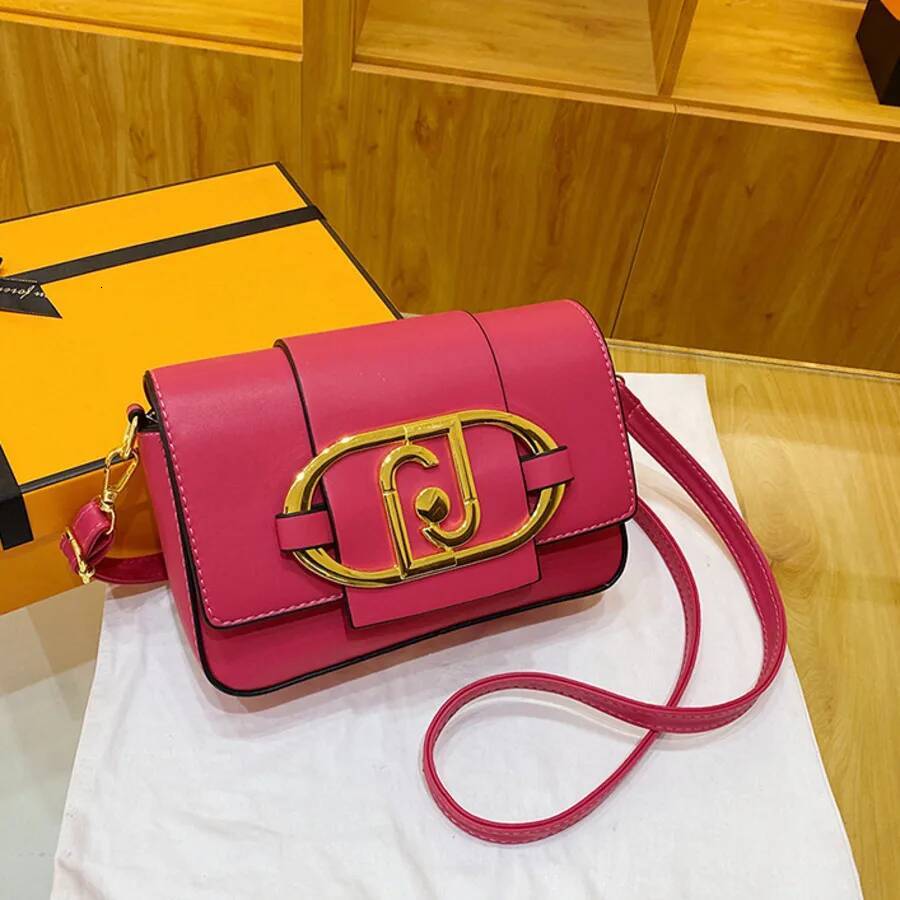 DHSM Designer Handbags For Women Leather Metal Buckle Flap Square Shoulder Fashion 2024 Ladies Messenger Bags Females Casual