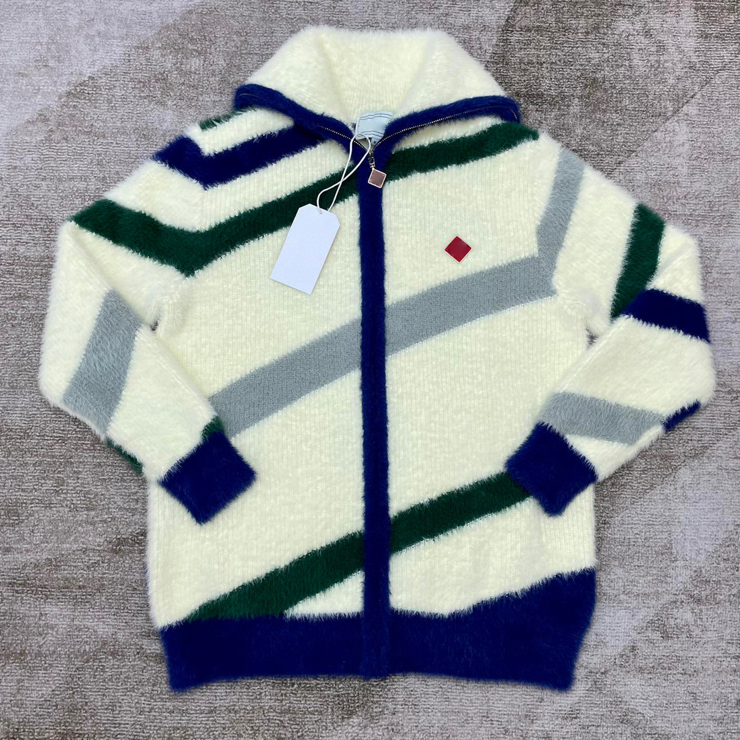 Casablancly Designer Men's Jacket Embroidery Knitted Cardigan Polo Sweater High Quality Casual Loose Ribbon Zipper Coat Women Men Zipper Sweater Jacket d47