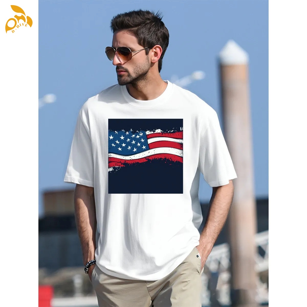 free shipping of customized fashionable American men's T-shirt 180GSM with exquisite patterns from US