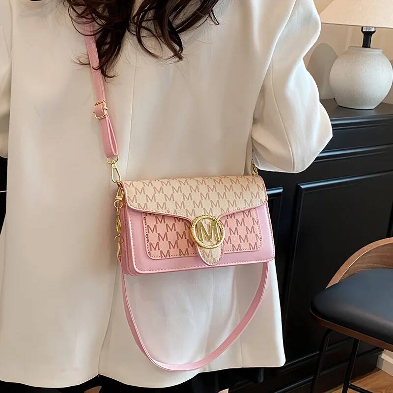 DHGM DHGM Women's Letter Print Small Square Retro Sweet Fashionable Shoulder Crossbody Bag