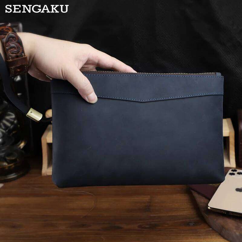 100% Genuine Leather Men's Clutch Wallet Zipper Business Daily Handbag Large Capacity Purse For Man Phone Pouth Hand Bag