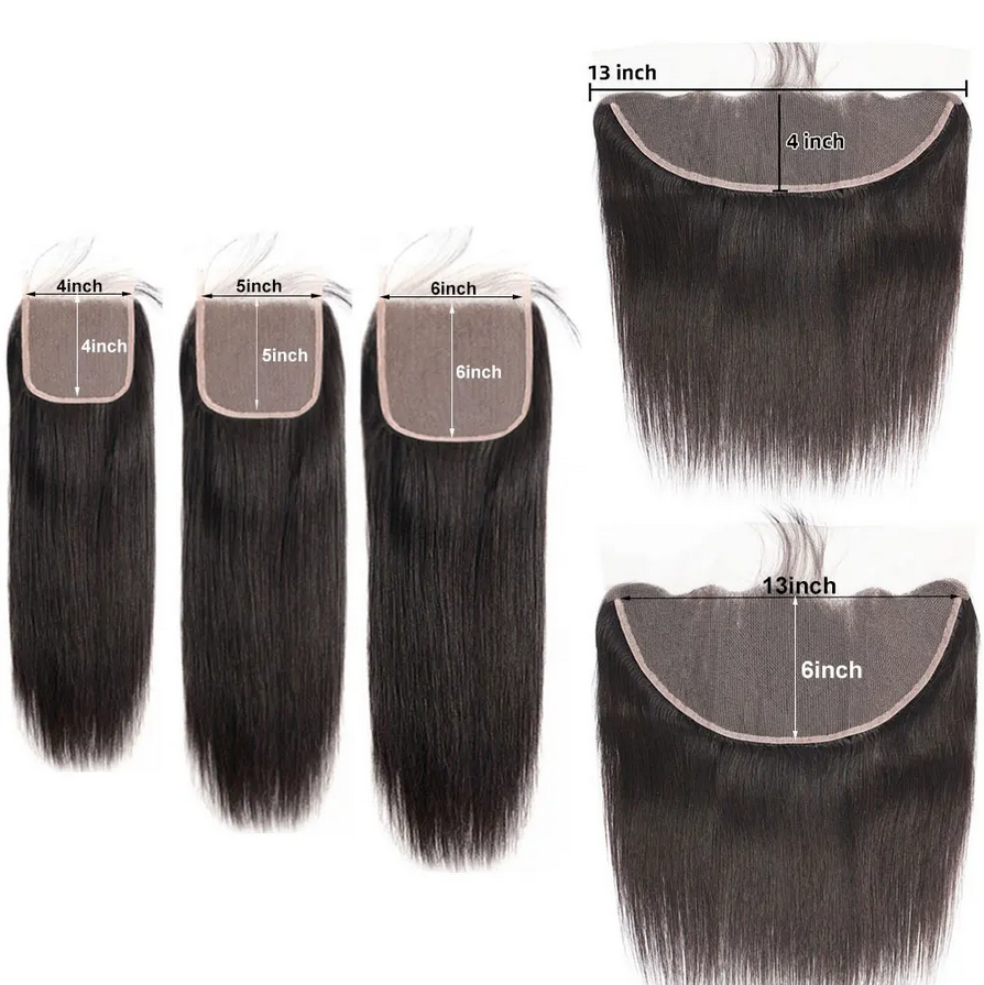 Free shipping Straight 4x4 5x5 6x6 Closure Transparent 13x4 13x6 Lace Human Hair to Ear Frontal Extensions