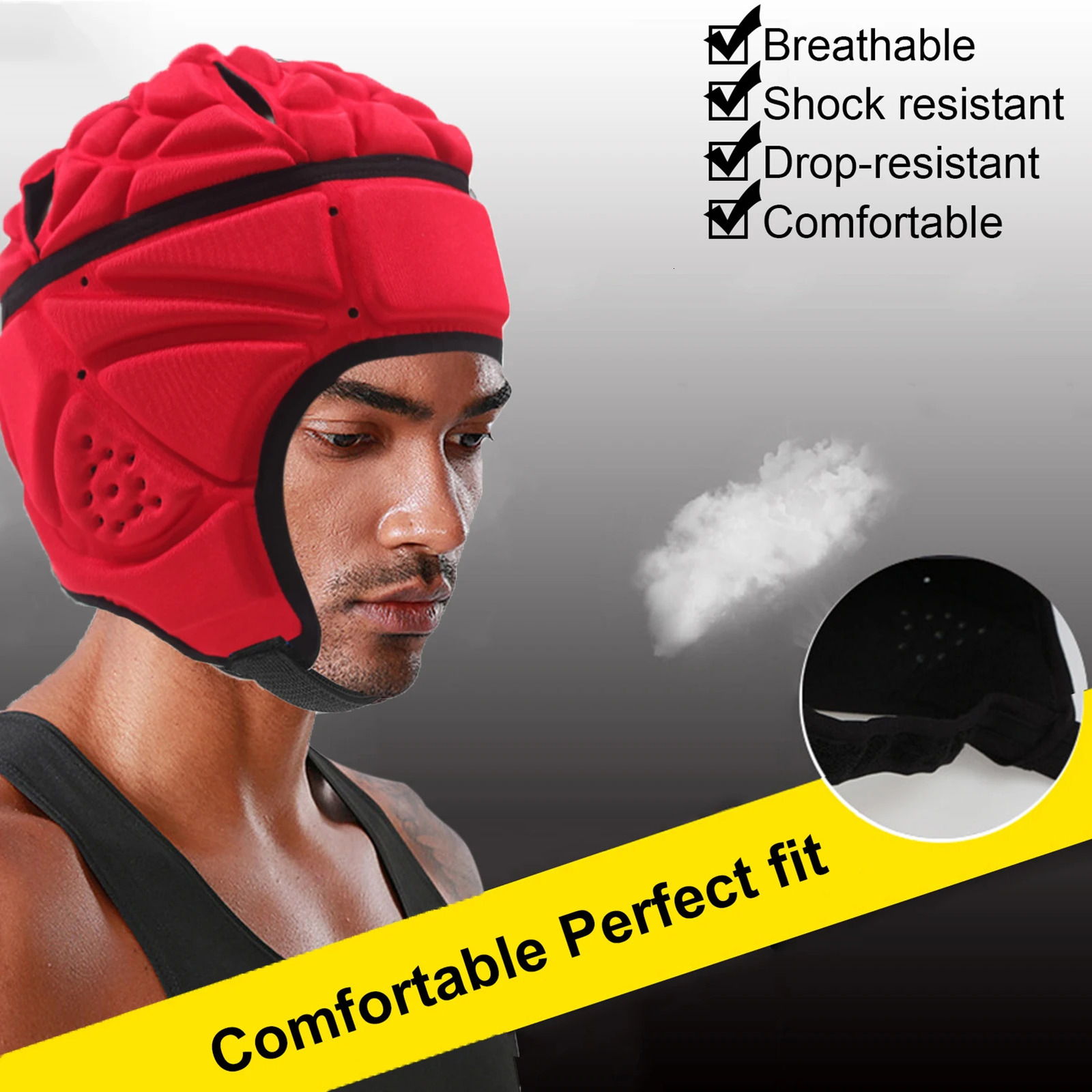 Rugby Helmet Breathable Lycra Headguard Protective Headgear Padded Adjustable Soft Goalie Hockey For Adult 250611