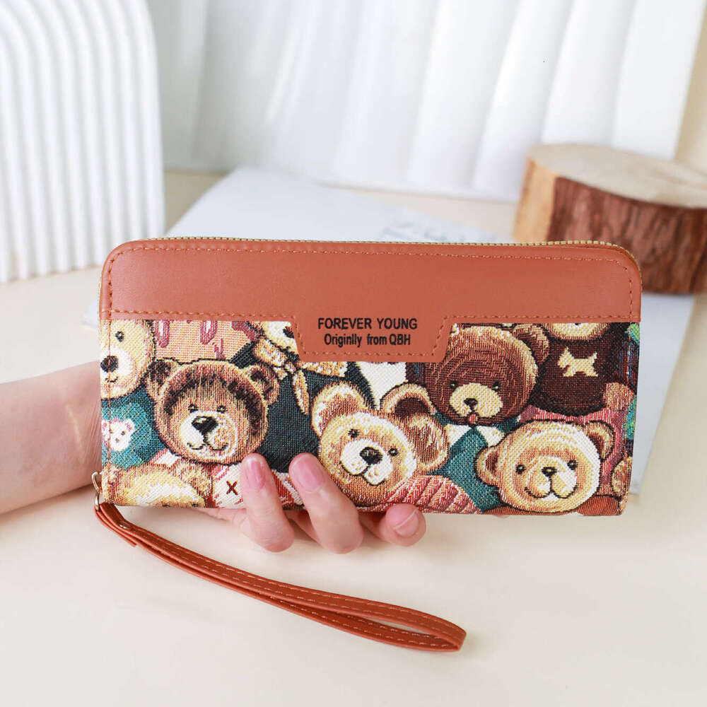 New Women's Long Wallet Korean Version Cartoon Bear Cute Large Capacity Handheld Coin Purse Card Holder