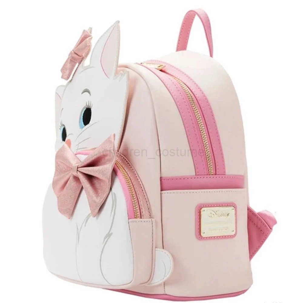 DISNEY The Aristocats Marie Floral Allover-Print Cat Pink Bow Piano Kitties Womens Double Strap Mini Backpack W250620