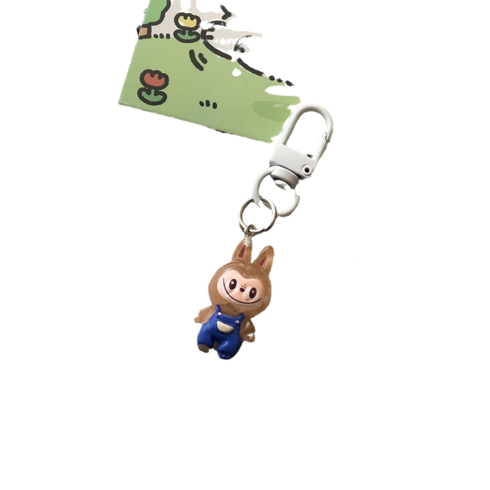 Original Cartoon Overalls Labubu Keychain Cute designer keychain Free delivery Plush Pendant Keyring Elf Bag Charm Gift