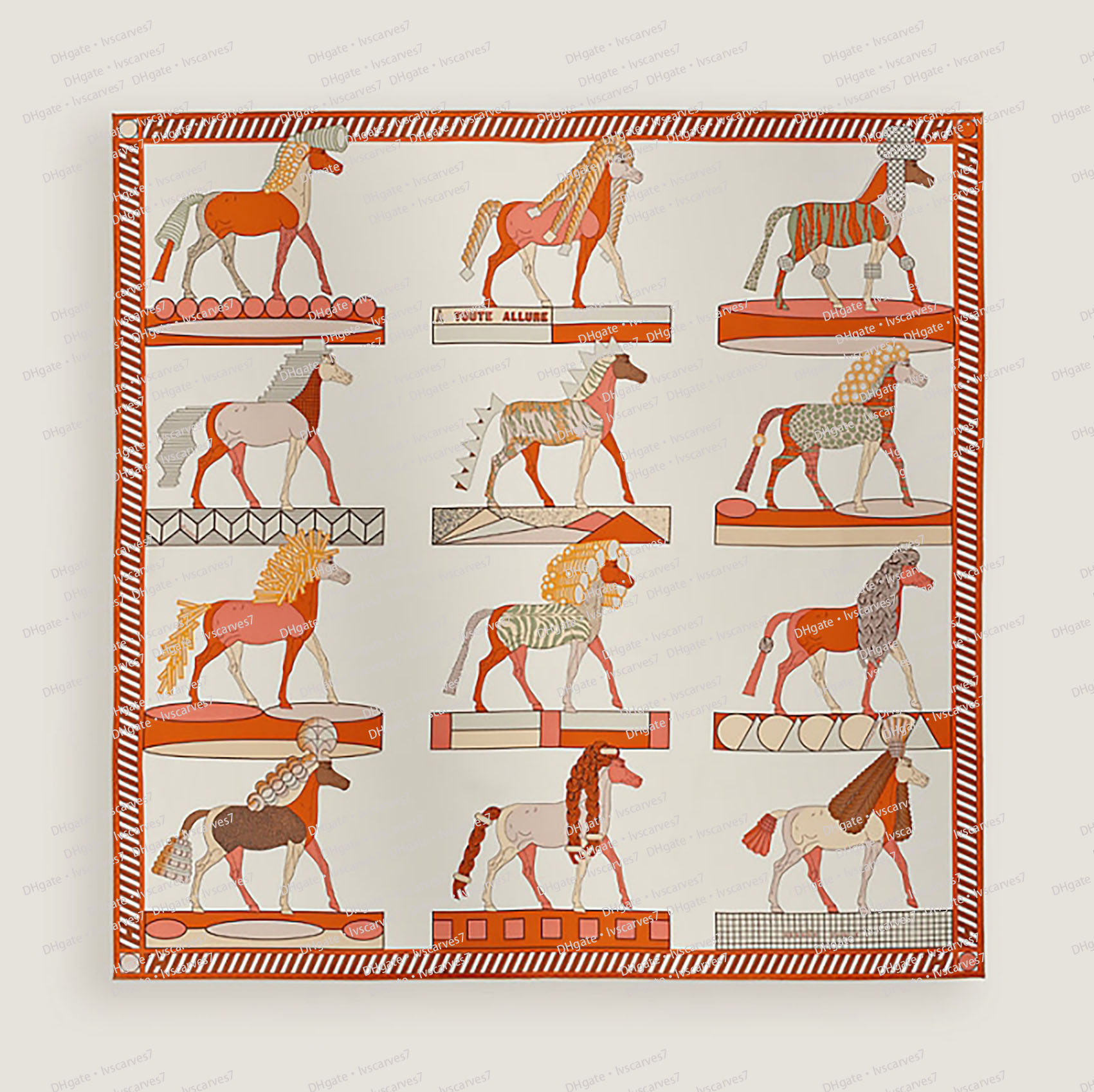 H004237S 07 Luxury scarf designer scarf for women silk scarf fashion silk scarf square summer new style silk womens ribbons for work travel outdoor and home headband