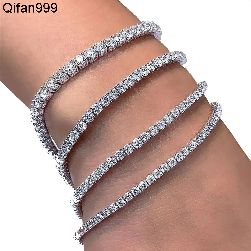 Wholesale Mens Luxury Sliver Rose Gold Plated 2.5MM 3MM 4MM 5MM Iced Out Cubic Zirconia CZ Diamond Tennis Bracelet for Women Men