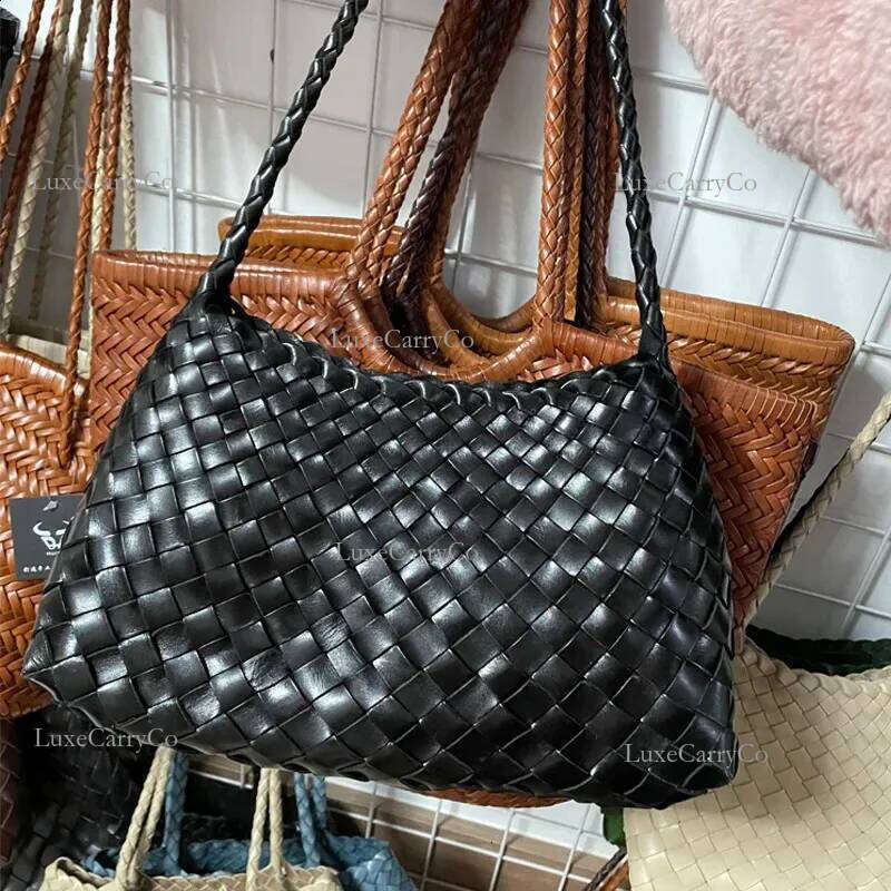 Dragon Diffusion Bag Designer Dragon Diffusion Woven Top Layer Cowhide Hot Womens French Basket Handmade Leather Tote Bag Shoulder F85