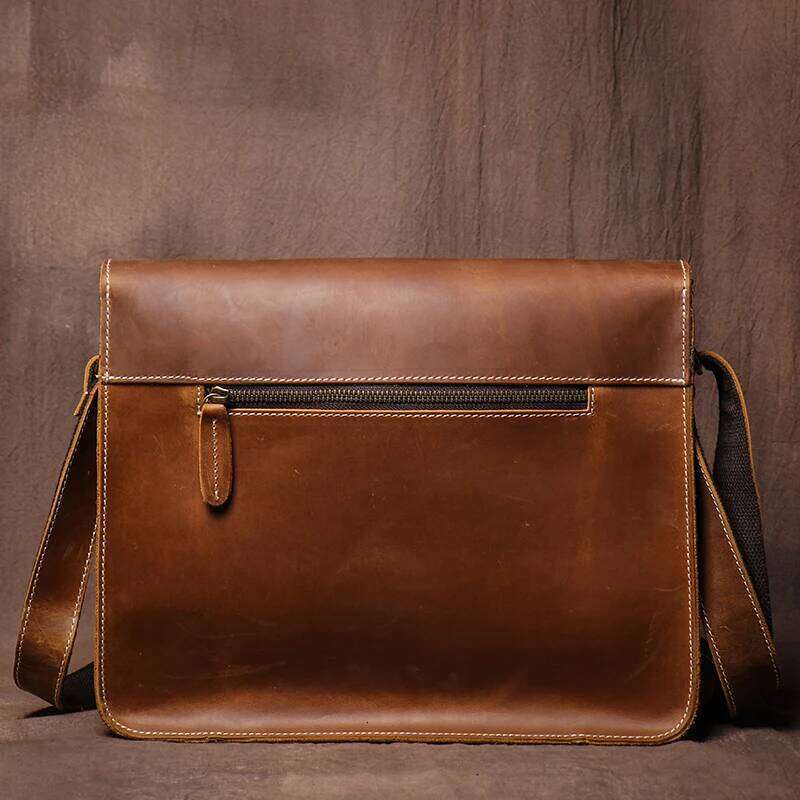 GURO Vintage Deluxe Leather Messenger High Quality Crazy Horse Cowhide Shoulder Sling Bag Weekend Crossbody For 12 Inch Ipad