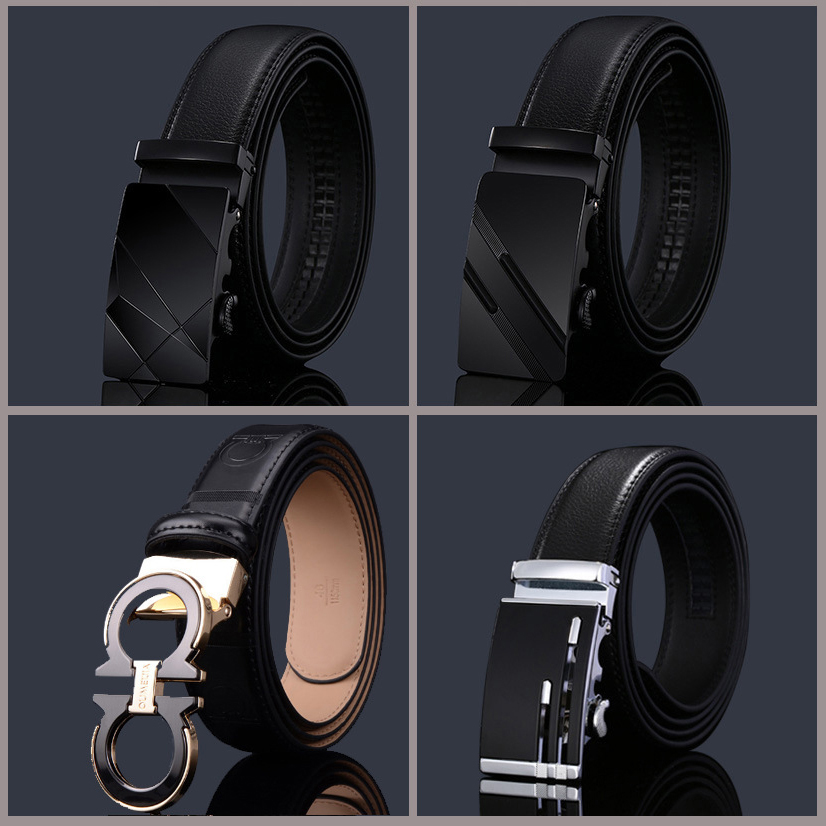 Mens Belt Durable Genuine Leather Ratchet Belt Strap with Robust Metal Clasp Strong Alloy Buckle for Boyes and Girls