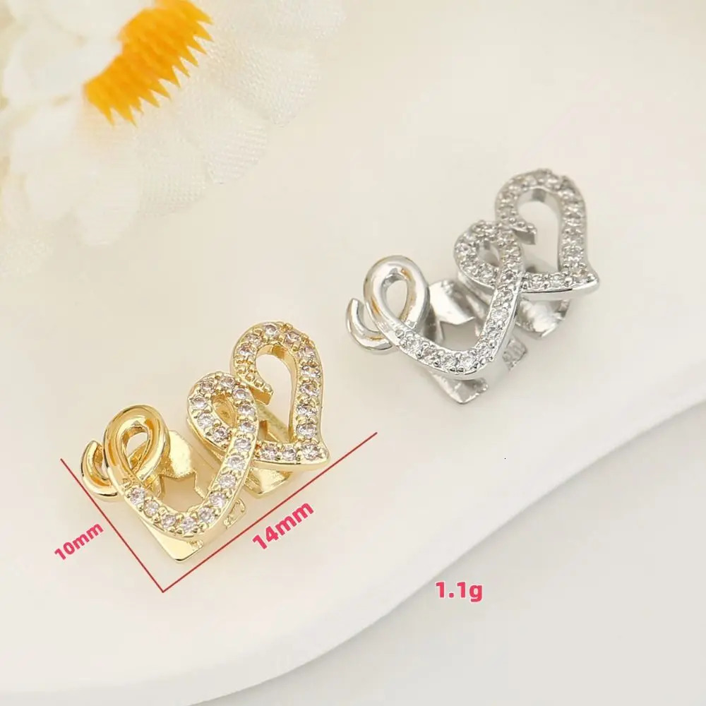 Copper Zircon Teeth Caps Punk Style Double Heart Hip Hop Mini Jewelry Cosplay Party 250613