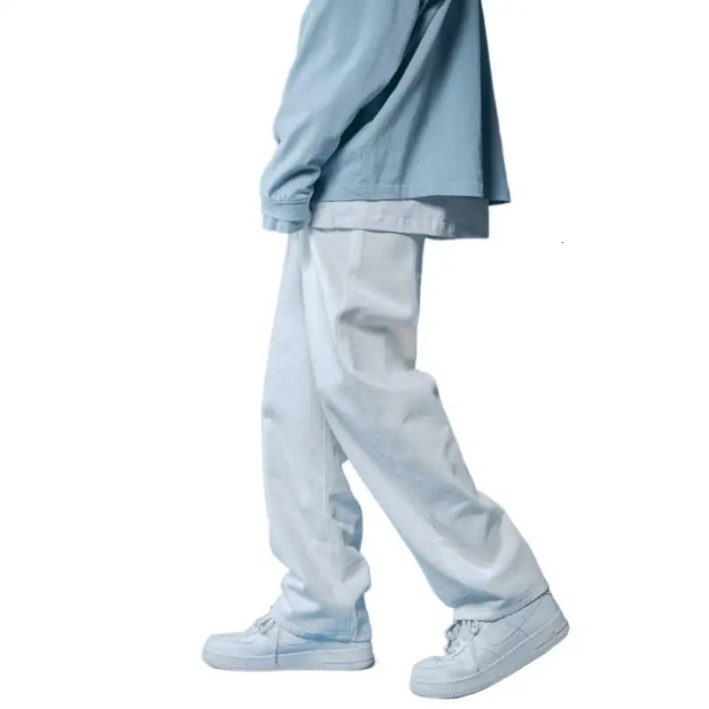 Straight Jeans men white Loose unisex Denim Trousers Trend Neutral Jeans Men baggy Casual Solid Man Women Pants Hip Hop jeans 250619