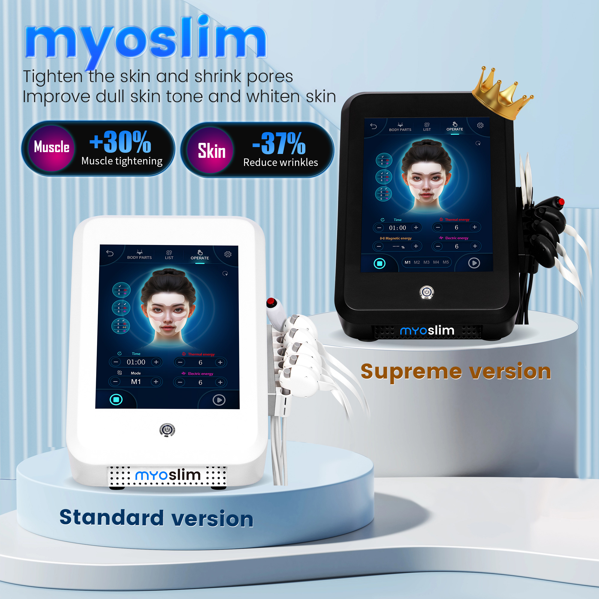 Latest Strong Pulsed Magnetic MYOSLIM And Face RF Heat Energy Output Face Vline Face Lift Wrinkle Removal Machine