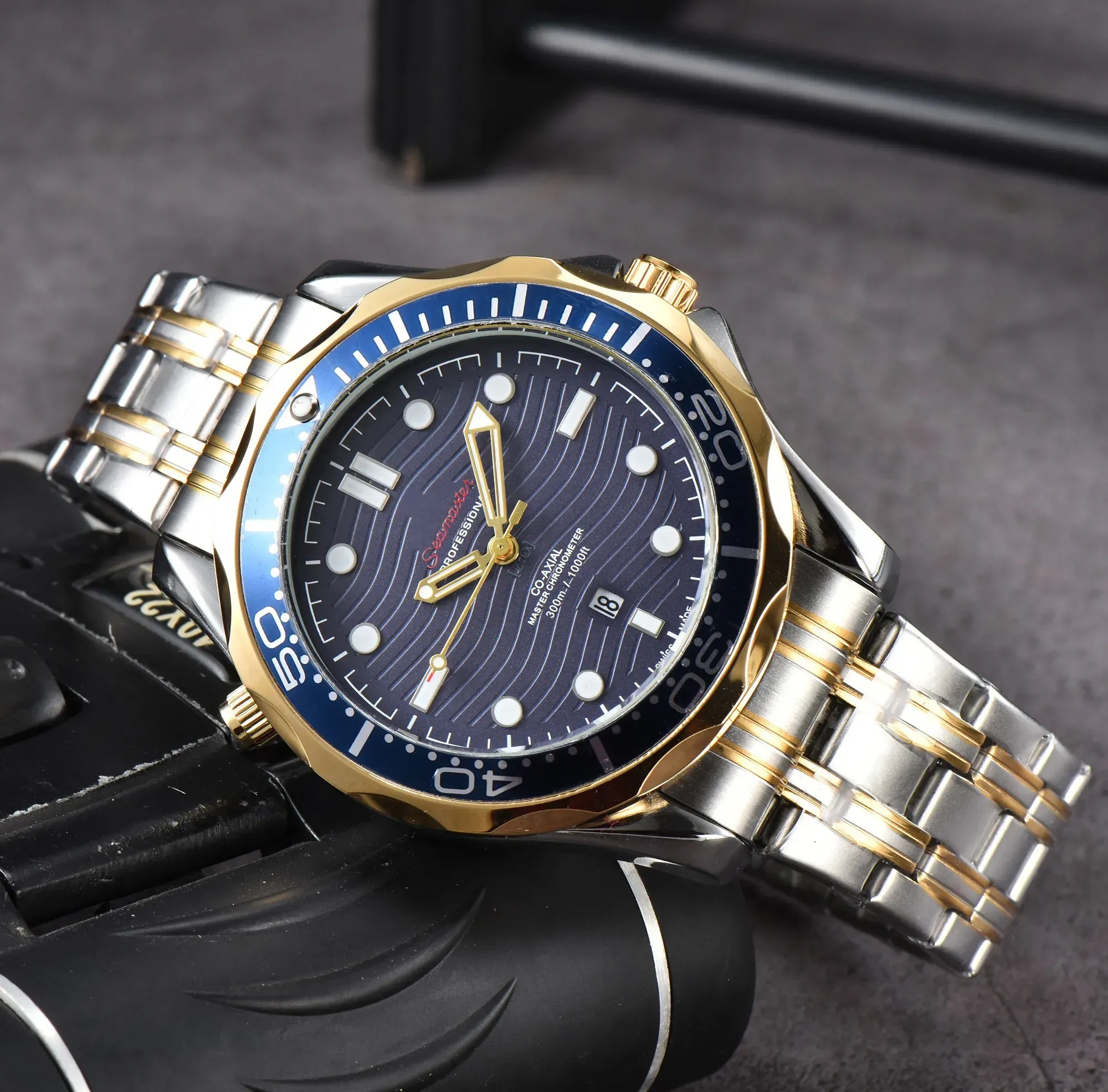 omegawatch omegawatchs Wrist Watches Men mens Quartz Sapphire glass Watch High Quality speed Luxury Brand Clock watch band Man Sapphire glass sea master 300 og30