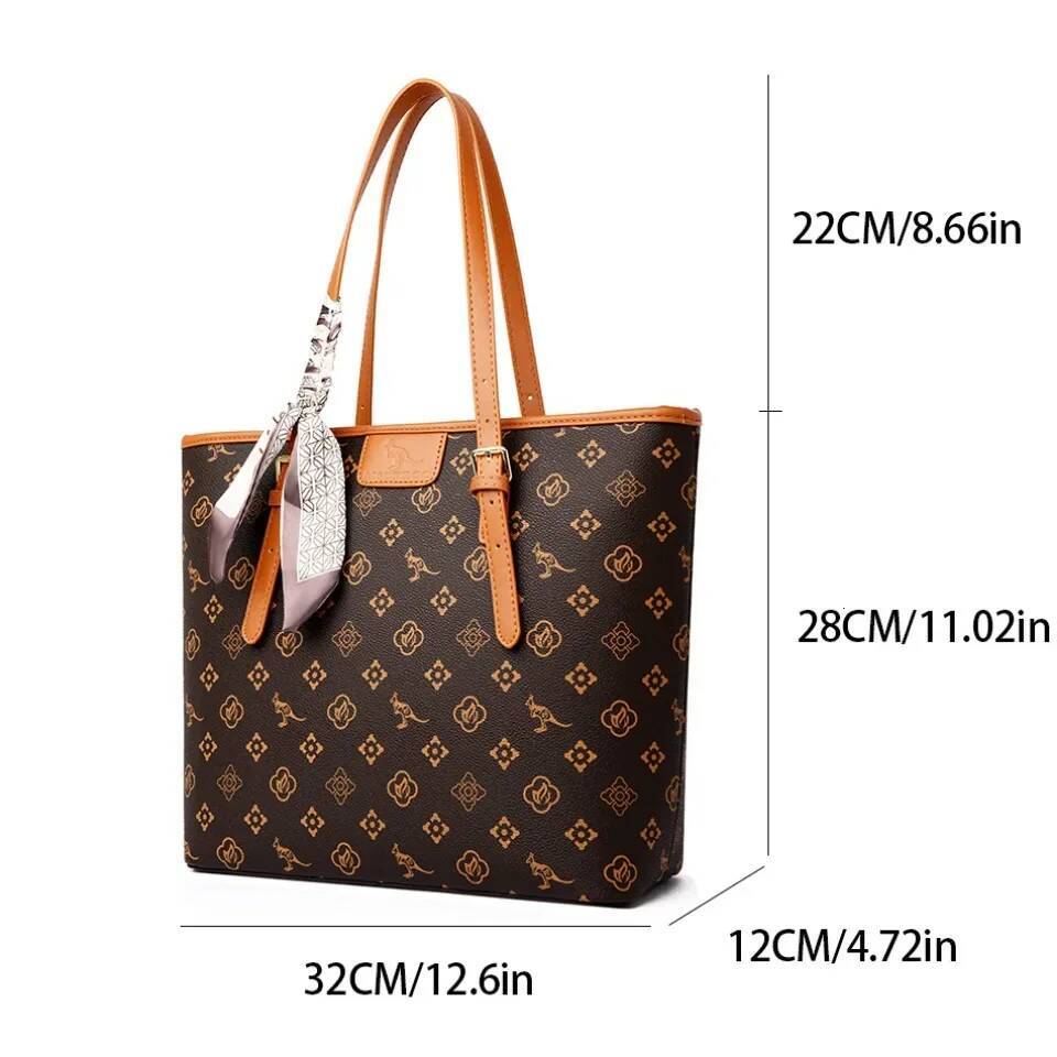 DHSM Women's Quality Soft Leather Shoulder Print Designer Handbag Ladies Casual Tote Bag Messenger Commuting Sac A Main