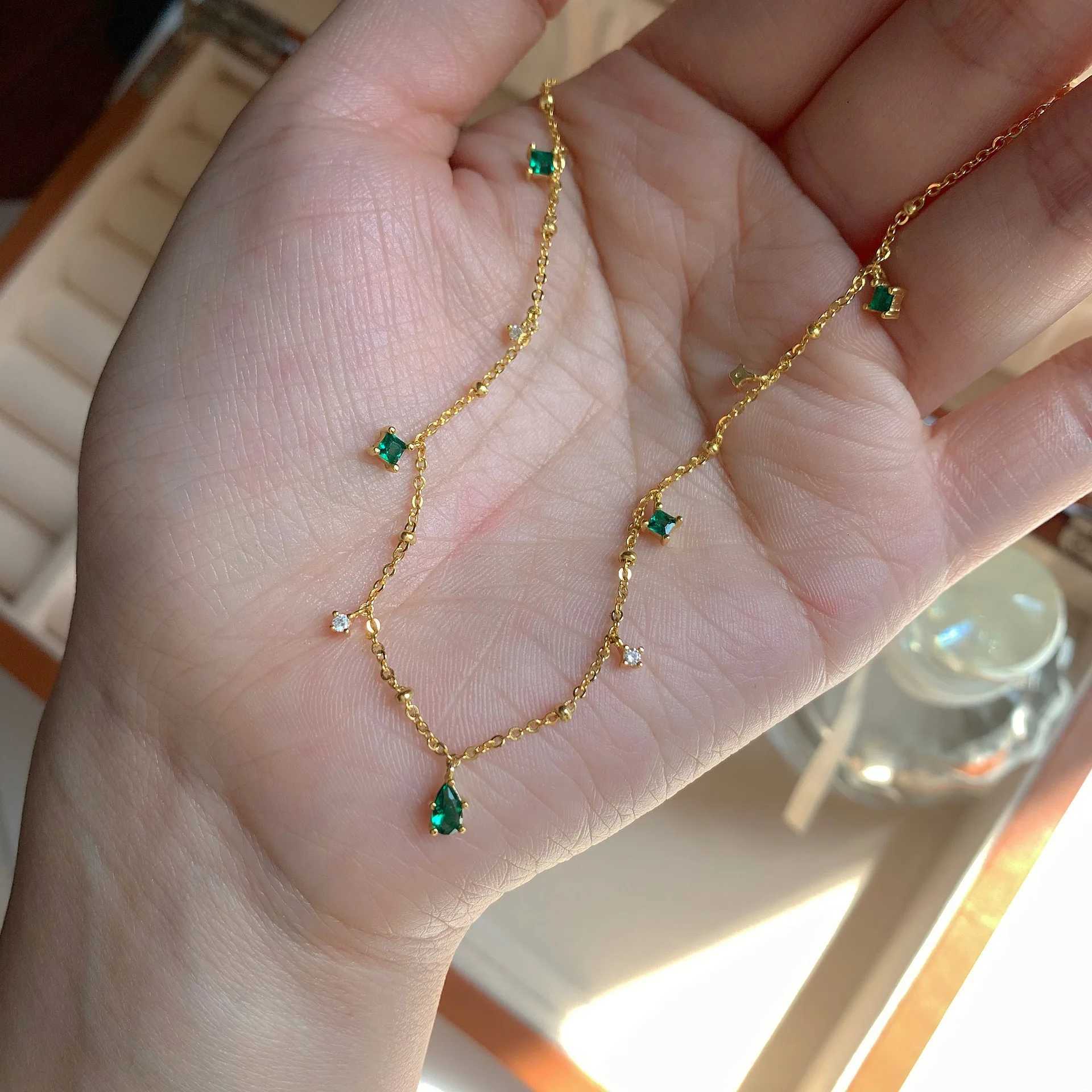 emerald pendant real 14k gold necklace emstone pendant for Women Wedding Engagement Jewelry Gorgeous Promise XJ250620