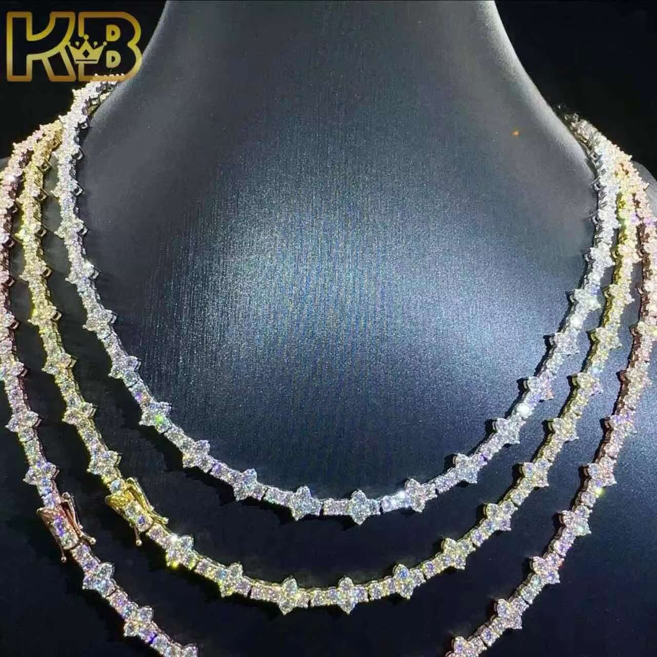 Hip Hop Style Diamond Vvs Moissanite Chain 925 Trends Fashion Iced Out Sterling Silver Tennis Necklace