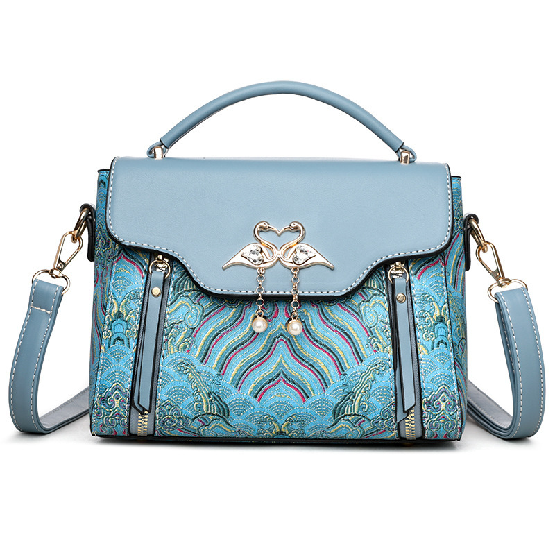 Free Shipping 2025 New Designer Bag High-end Color Blocked Chinese Embroidery Women's Handbag Multifunctional Fashionable High-quality Shopping B