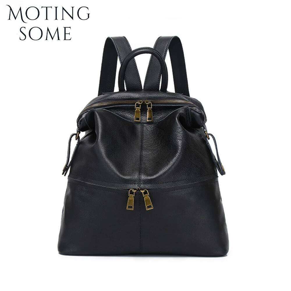 Motingsome Frist Layer Genuine Leather Backpack Spring Women's Outdoor Back Pack School Book Bag Knapsack 2025 New