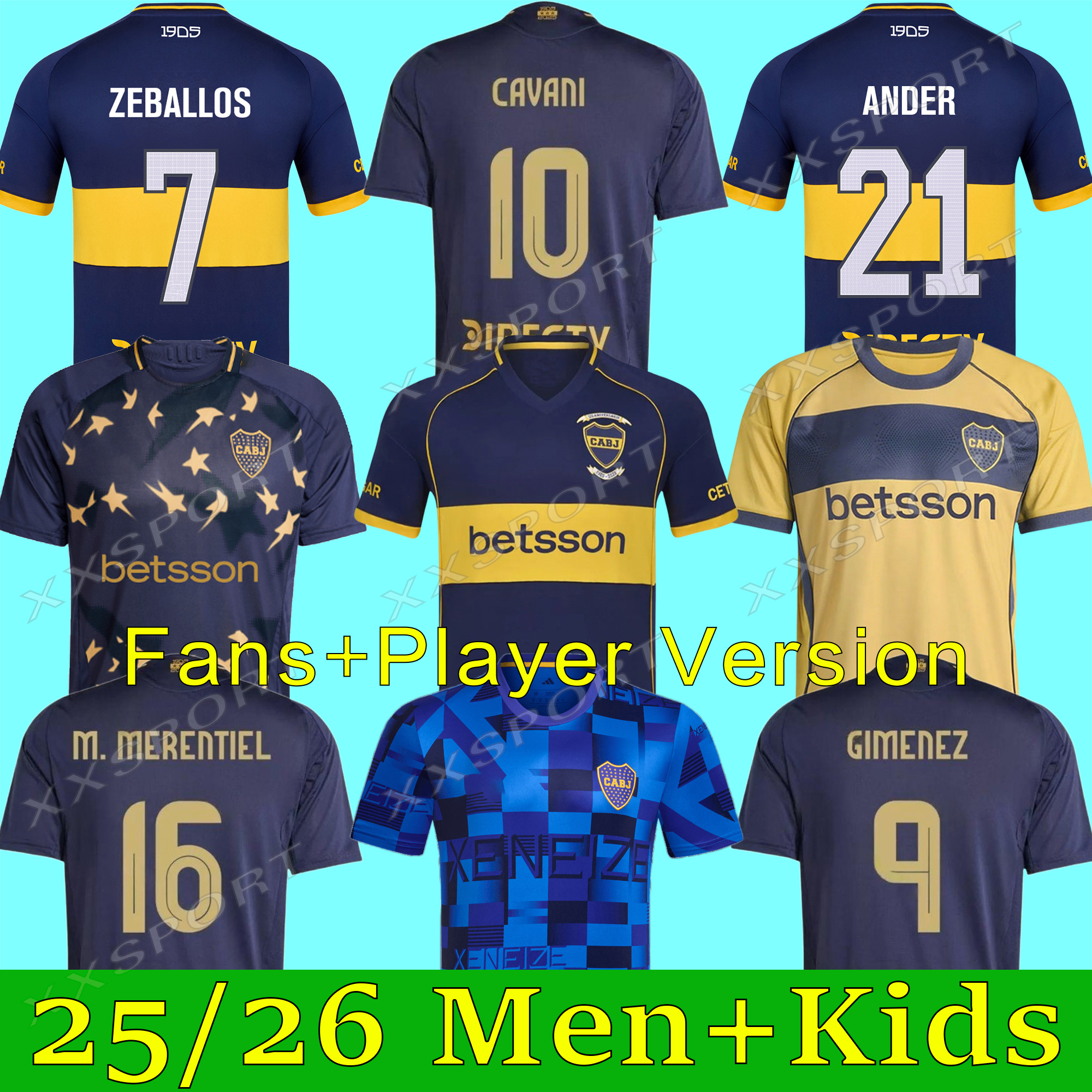 25 26 Boca Juniors Fans Player soccer Jerseys CAVANI VILLA SALVIO Men kids Benedetto Salvio camisa de futebol football shirt TEVEZ CARLITOS MARCOS ROJO VAZQUEZ